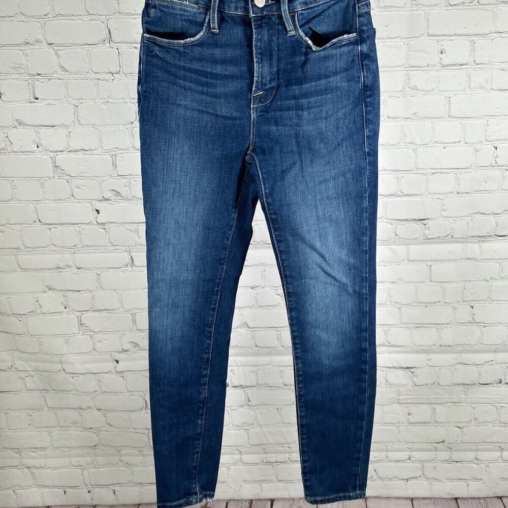 FRAME Le High Skinny Crop Medium Wash Organic Cotton Blend Jeans 24 (23 x 25)